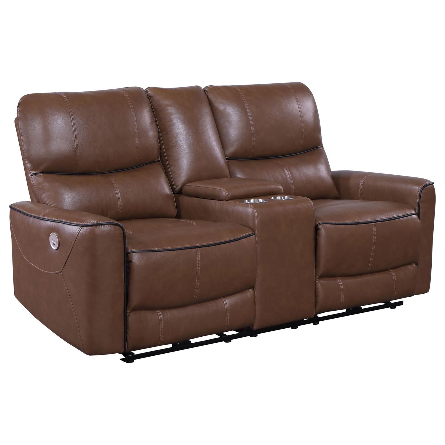 Greenfield 2-piece Upholstered Power Reclining Sofa Set Saddle Brown - 610264P-S2 - Bien Home Furniture &amp; Electronics
