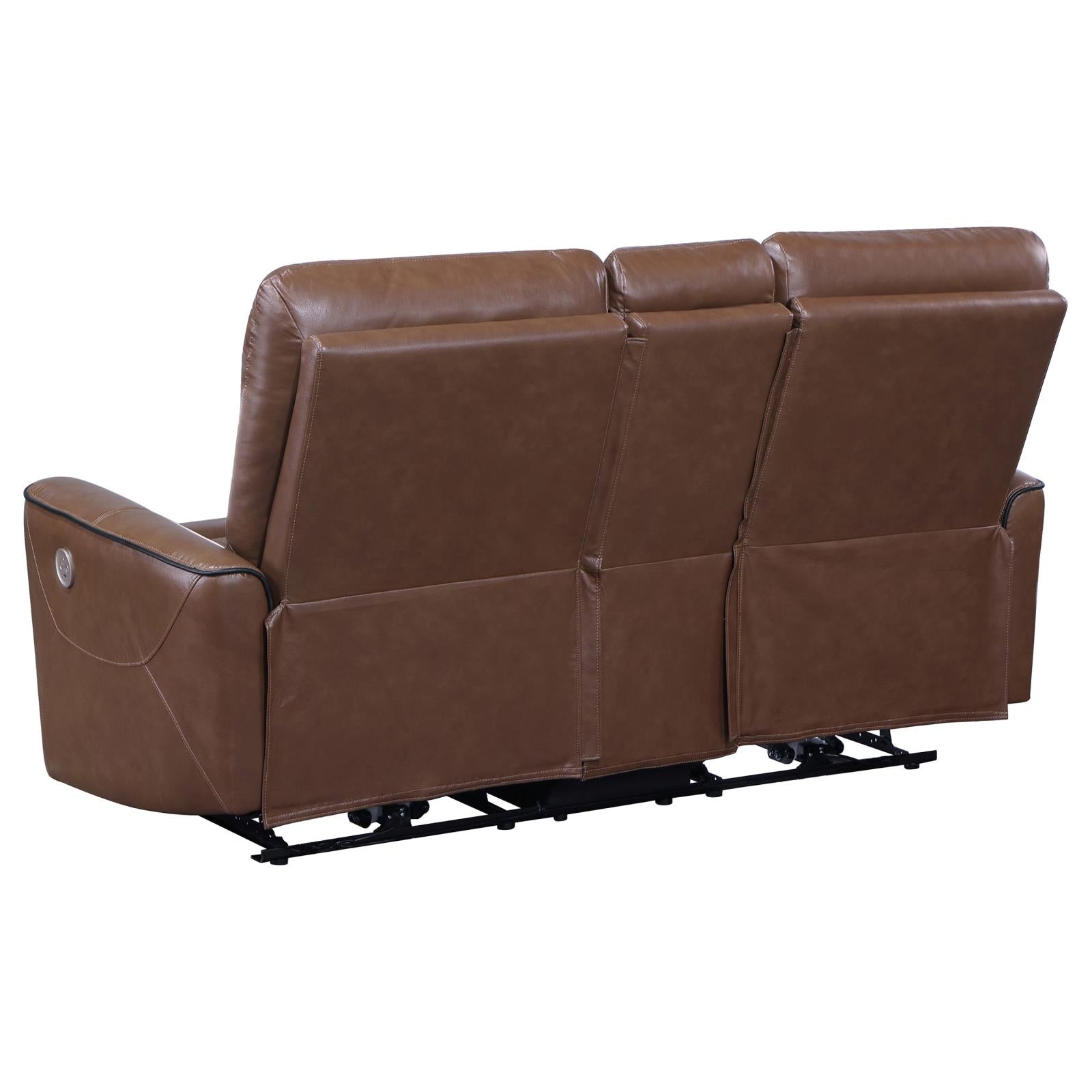 Greenfield 3-piece Upholstered Power Reclining Sofa Set Saddle Brown - 610264P-S3 - Bien Home Furniture &amp; Electronics