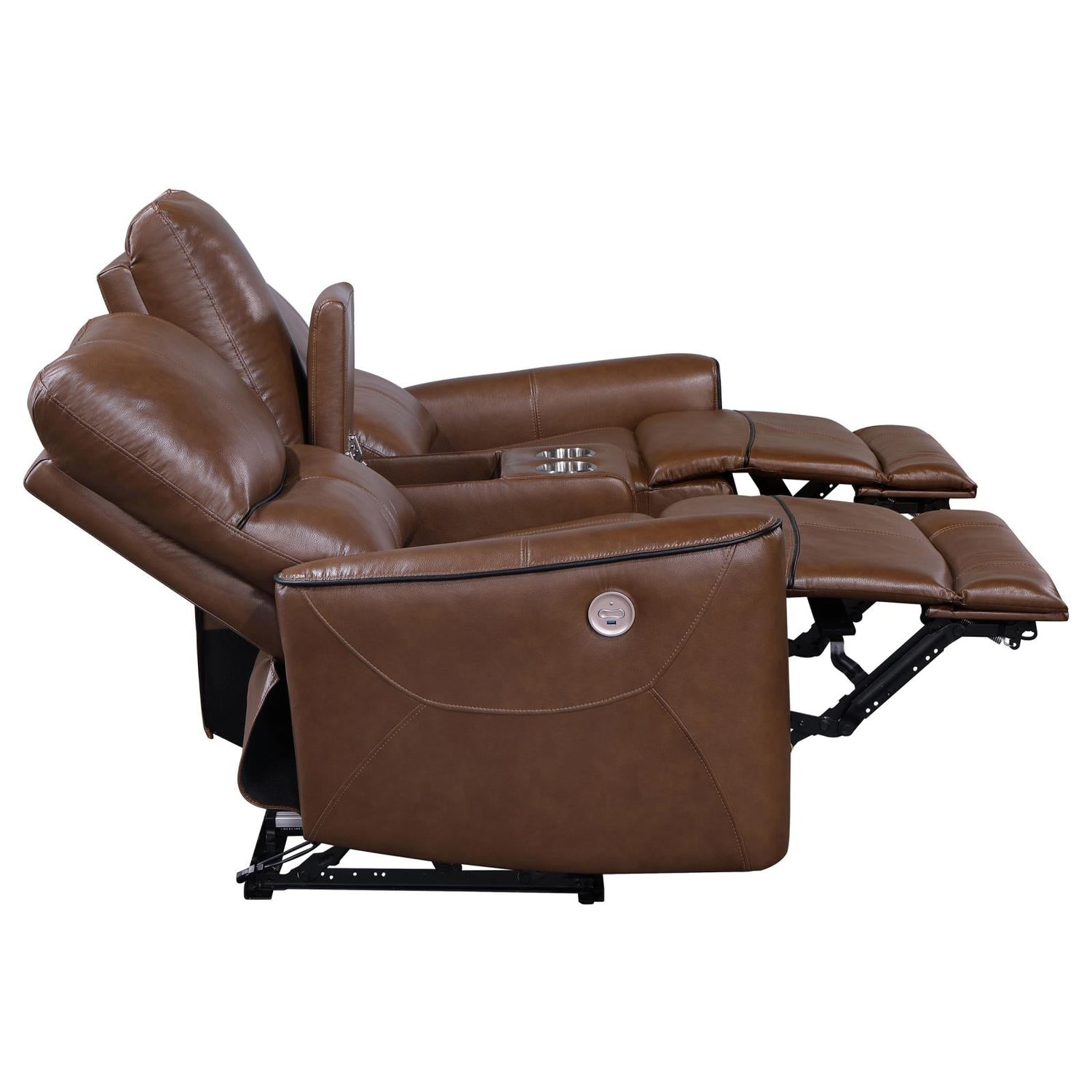 Greenfield 3-piece Upholstered Power Reclining Sofa Set Saddle Brown - 610264P-S3 - Bien Home Furniture &amp; Electronics