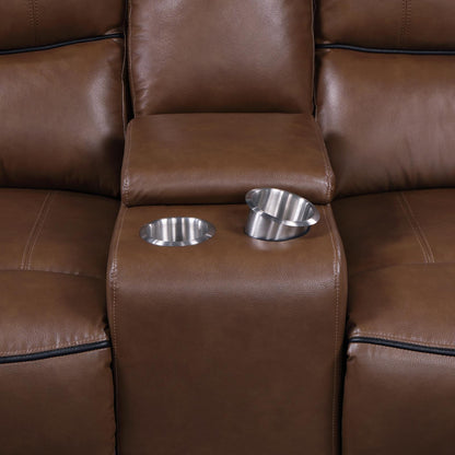 Greenfield 3-piece Upholstered Power Reclining Sofa Set Saddle Brown - 610264P-S3 - Bien Home Furniture &amp; Electronics