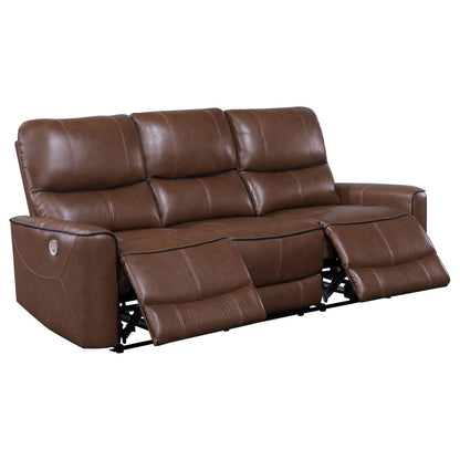 Greenfield 3-piece Upholstered Power Reclining Sofa Set Saddle Brown - 610264P-S3 - Bien Home Furniture &amp; Electronics