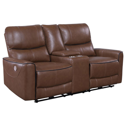 Greenfield 3-piece Upholstered Power Reclining Sofa Set Saddle Brown - 610264P-S3 - Bien Home Furniture &amp; Electronics