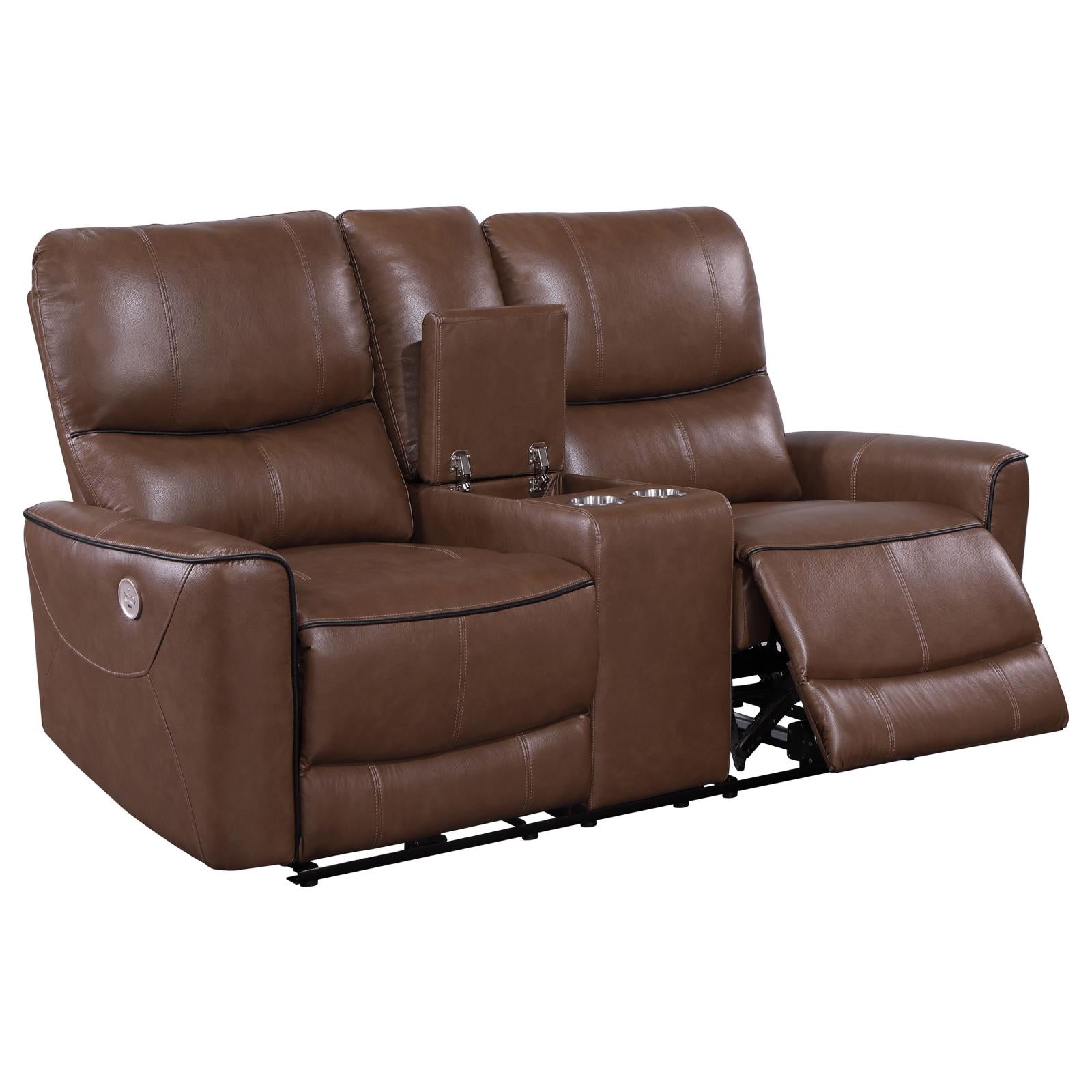 Greenfield 3-piece Upholstered Power Reclining Sofa Set Saddle Brown - 610264P-S3 - Bien Home Furniture &amp; Electronics