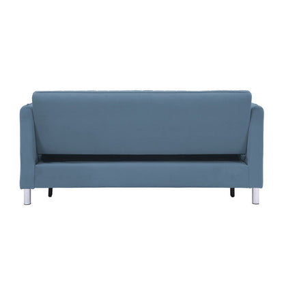 Greenway Blue Velvet Convertible Studio Sofa with Pull-out Bed - 9406NBU-3CL - Bien Home Furniture &amp; Electronics