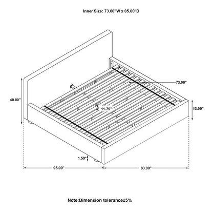 Gregory Upholstered Platform Bed Graphite - 316020KW - Bien Home Furniture &amp; Electronics
