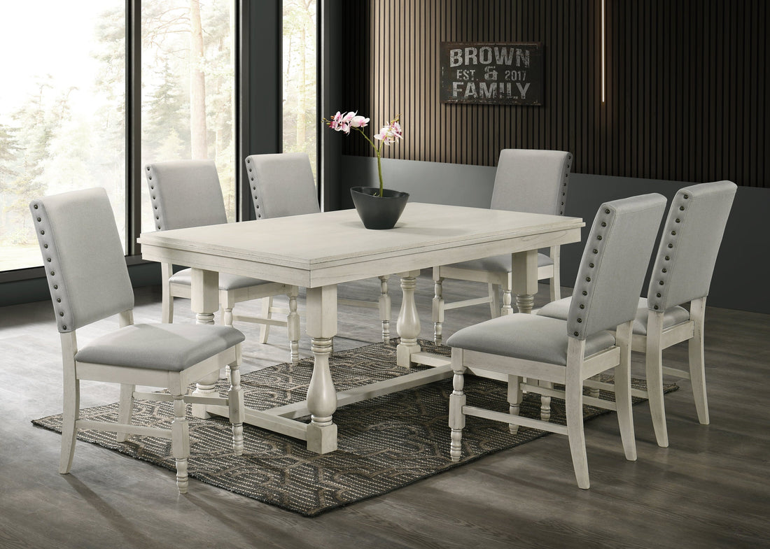 Greyson White Dining Table + 6 Chair Set - Greyson - Bien Home Furniture &amp; Electronics