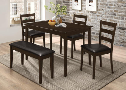Guillen 5-Piece Dining Set with Bench Cappuccino/Dark Brown - 150232 - Bien Home Furniture &amp; Electronics
