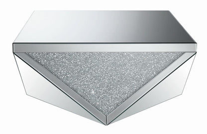 Gunilla Silver/Clear Mirror Square Coffee Table with Triangle Detailing - 722508 - Bien Home Furniture &amp; Electronics