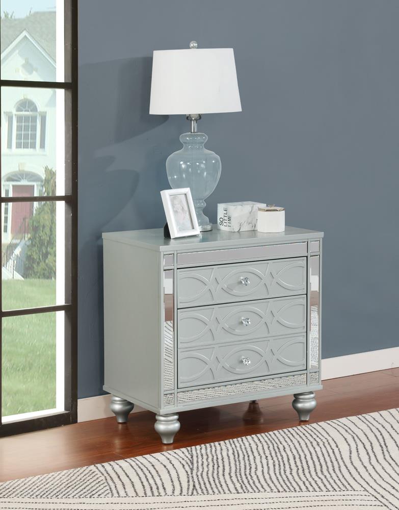 Gunnison 2-Drawer Nightstand Silver Metallic - 223212 - Bien Home Furniture &amp; Electronics