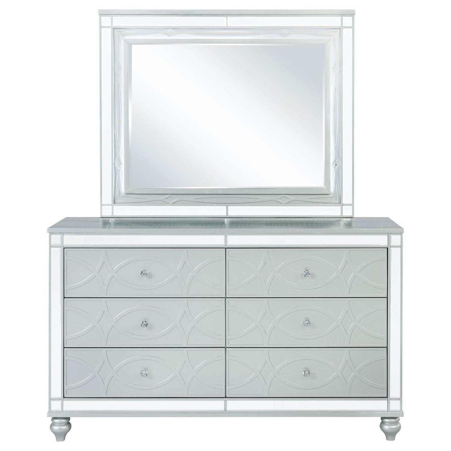 Gunnison 6-drawer Dresser with Mirror Silver Metallic - 223213M - Bien Home Furniture &amp; Electronics