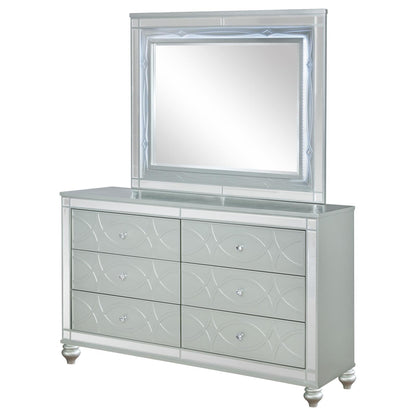 Gunnison 6-drawer Dresser with Mirror Silver Metallic - 223213M - Bien Home Furniture &amp; Electronics