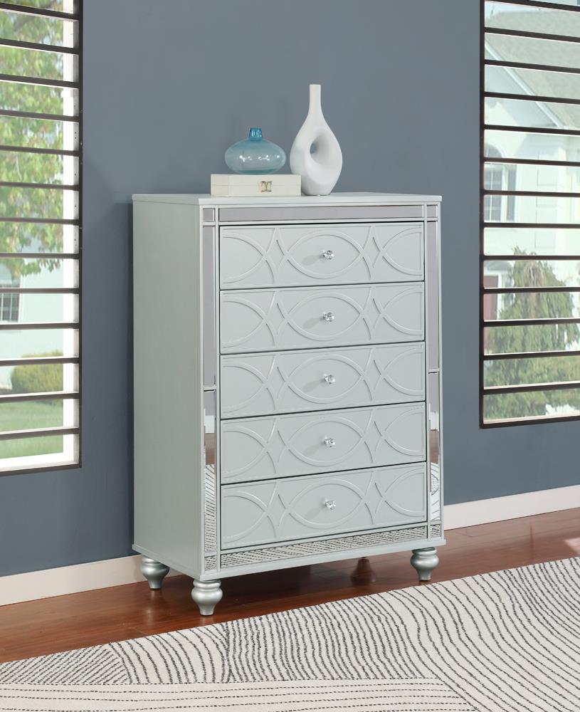 Gunnison Silver Metallic 5-Drawer Chest - 223215 - Bien Home Furniture &amp; Electronics