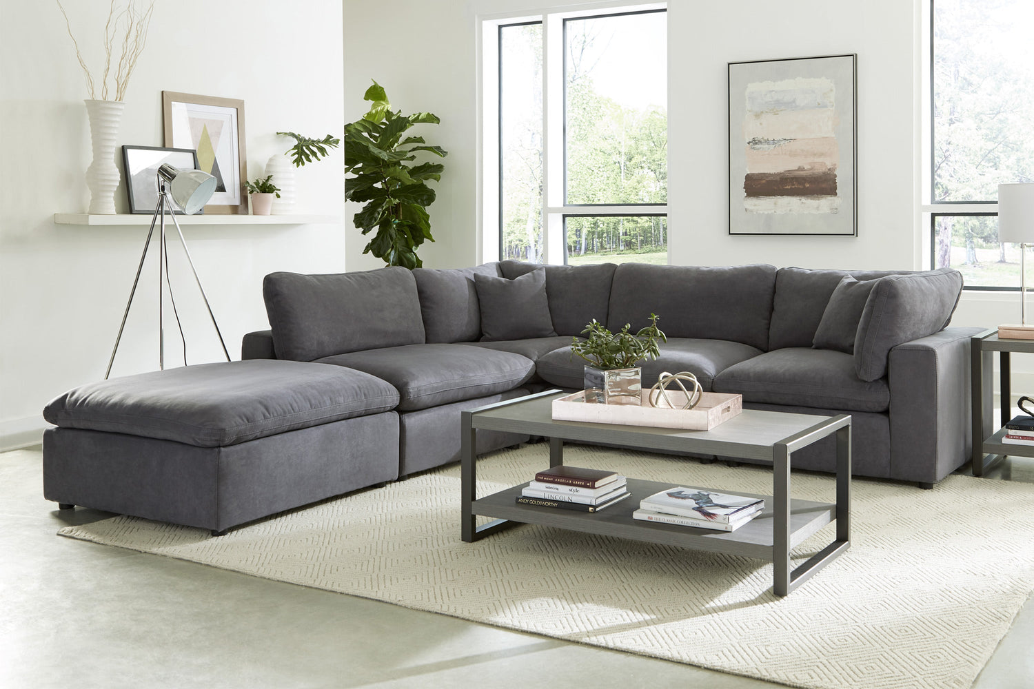 Guthrie Gray Modular 5-Piece Modular Sectional with Ottoman - 9546GY*5OT - Bien Home Furniture &amp; Electronics