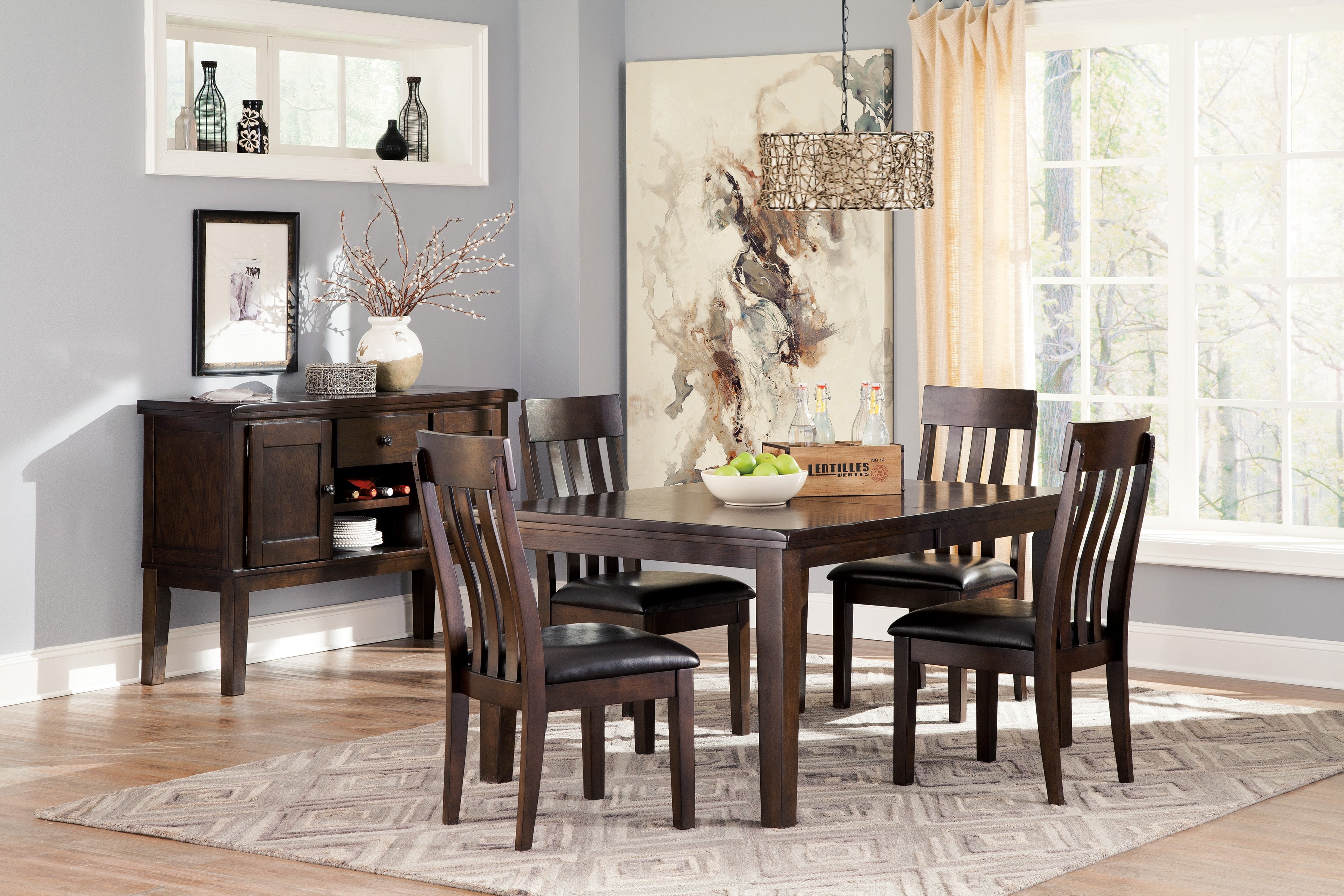 Haddigan Dark Brown Extendable Dining Set - SET | D596-35 | D596-01(2) - Bien Home Furniture &amp; Electronics
