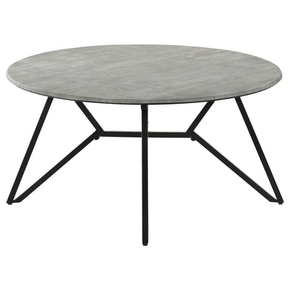 Hadi Cement/Gunmetal Round Coffee Table with Hairpin Legs - 736178 - Bien Home Furniture &amp; Electronics