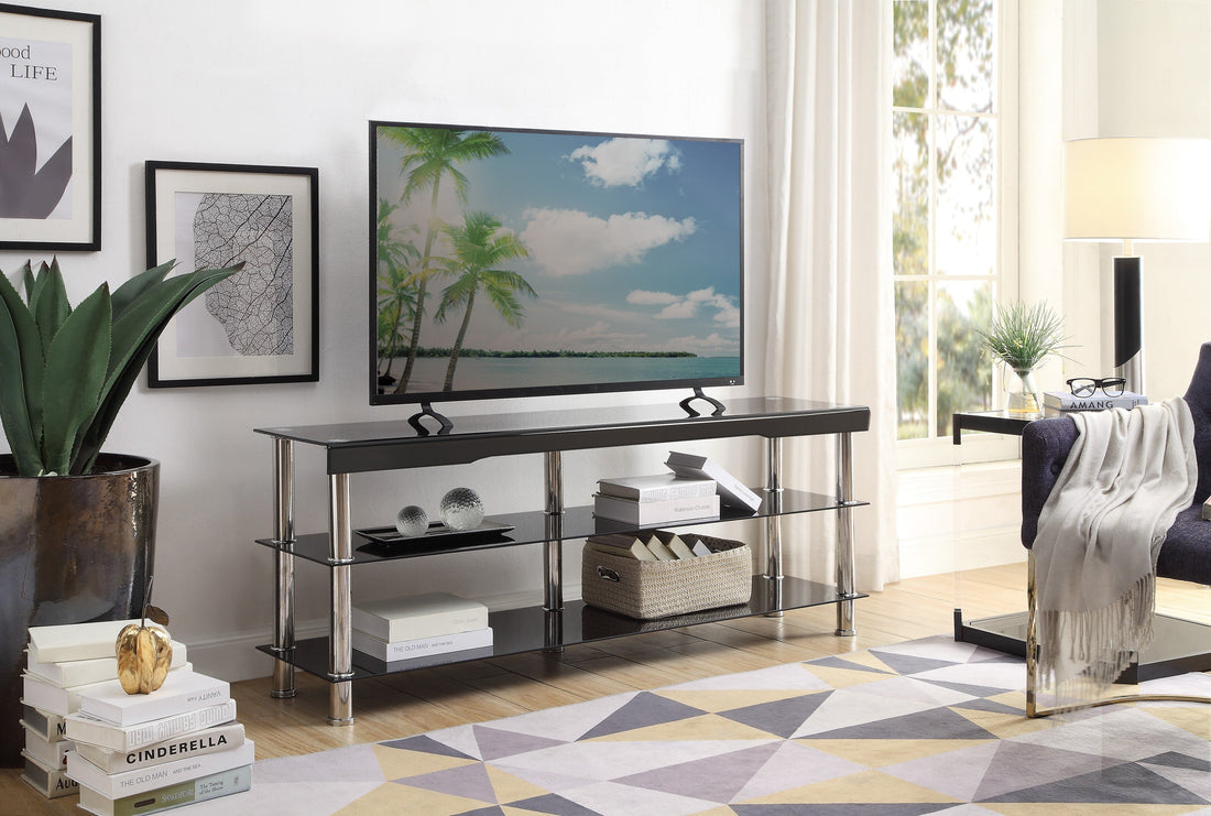 Hakea Black Glass-Top 62” TV Stand - SET | 4572BK-63T | 4572-63B - Bien Home Furniture &amp; Electronics