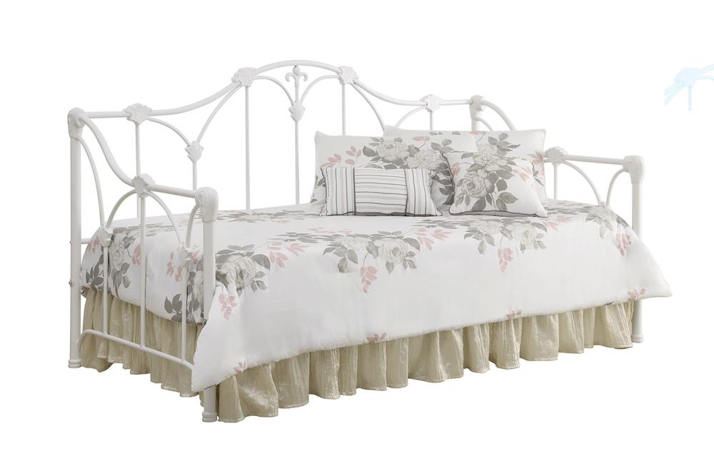 Halladay White Twin Metal Daybed with Floral Frame - 300216 - Bien Home Furniture &amp; Electronics