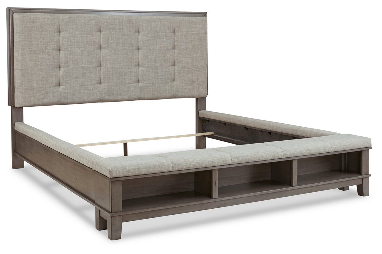 Hallanden Gray Queen Panel Bed with Storage - SET | B649-54 | B649-57 | B649-96 - Bien Home Furniture &amp; Electronics