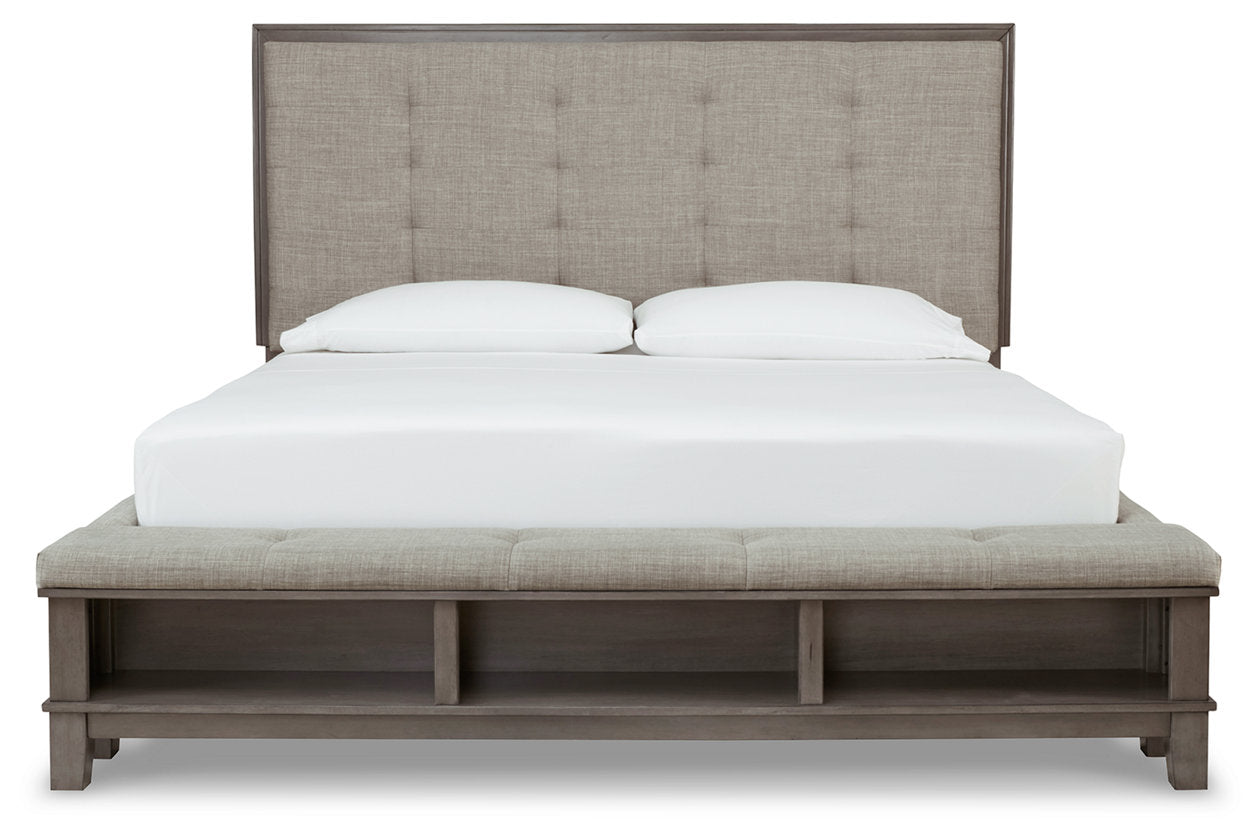 Hallanden Gray Queen Panel Bed with Storage - SET | B649-54 | B649-57 | B649-96 - Bien Home Furniture &amp; Electronics