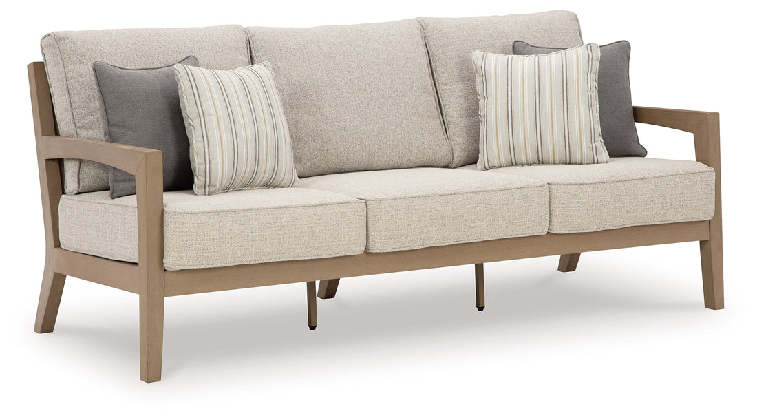 Hallow Creek Driftwood Outdoor Sofa with Cushion - P560-838 - Bien Home Furniture &amp; Electronics