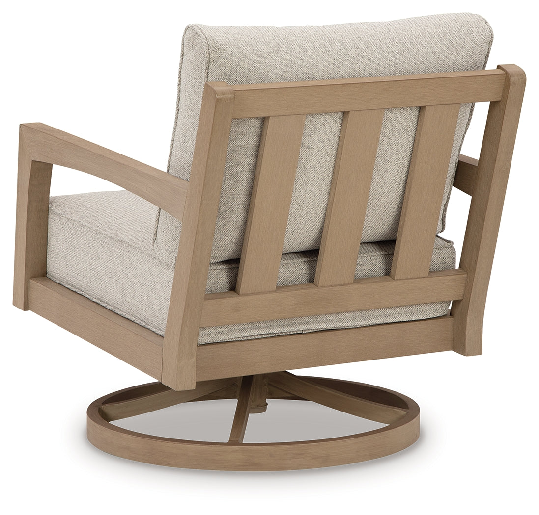 Hallow Creek Driftwood Outdoor Swivel Lounge with Cushion - P560-821 - Bien Home Furniture &amp; Electronics