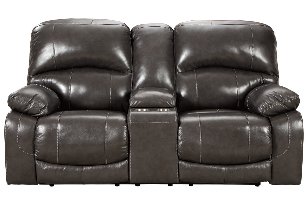 Hallstrung Gray Power Reclining Loveseat with Console - U5240318 - Bien Home Furniture &amp; Electronics
