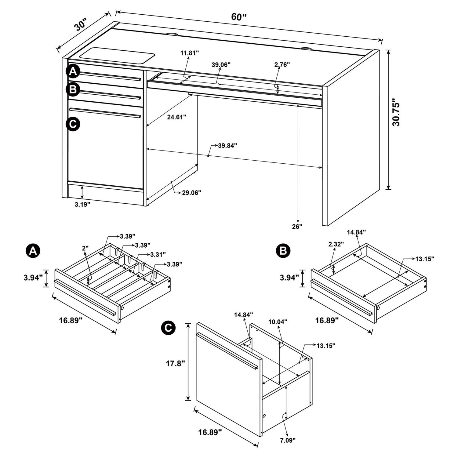 Halston Cappuccino 3-Drawer Connect-it Office Desk - 800982 - Bien Home Furniture &amp; Electronics