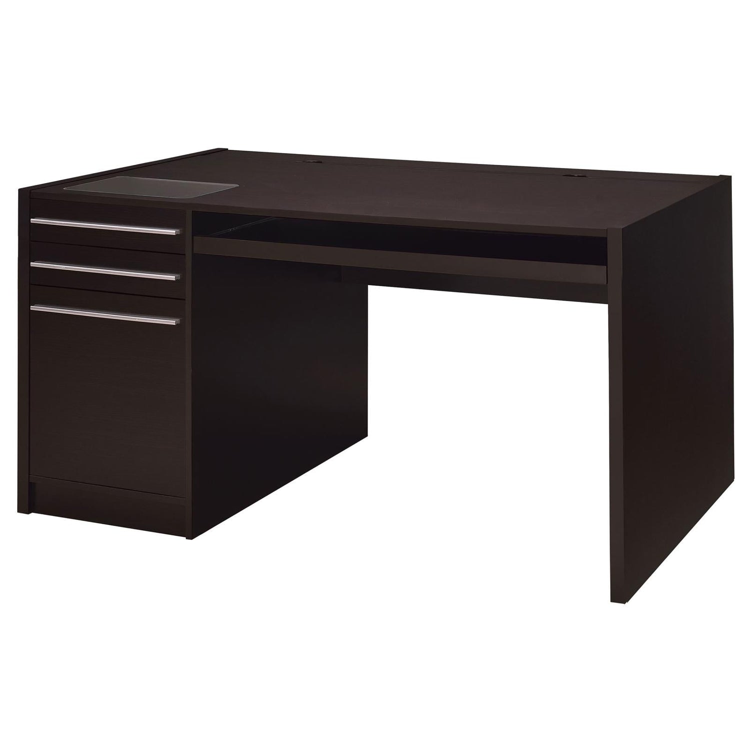 Halston Cappuccino 3-Drawer Connect-it Office Desk - 800982 - Bien Home Furniture &amp; Electronics