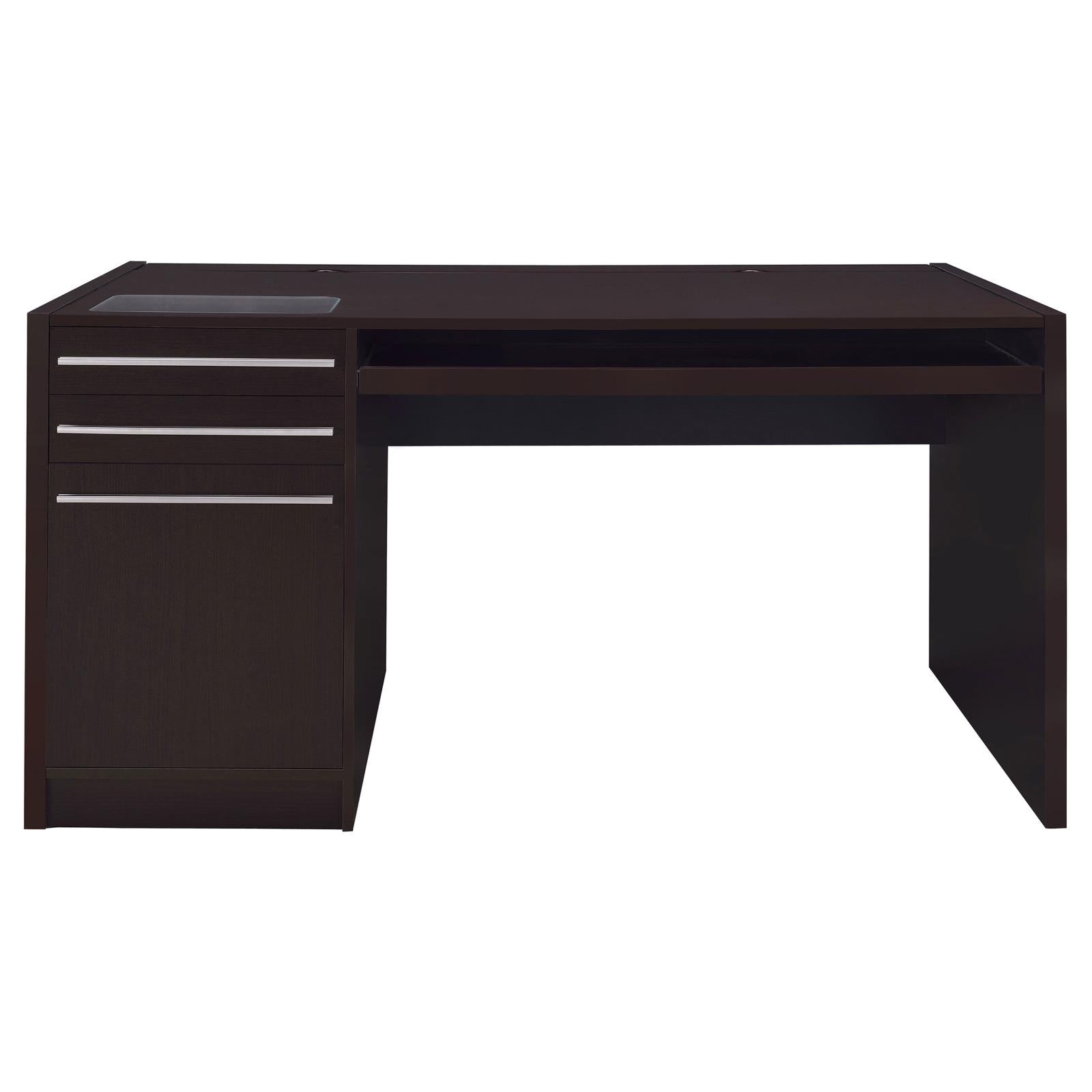 Halston Cappuccino 3-Drawer Connect-it Office Desk - 800982 - Bien Home Furniture &amp; Electronics