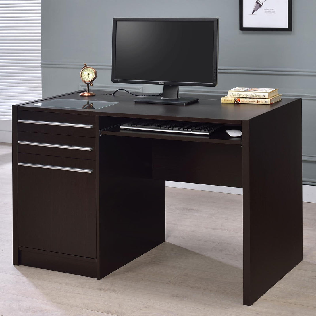 Halston Cappuccino Rectangular Connect-it Office Desk - 800702 - Bien Home Furniture & Electronics