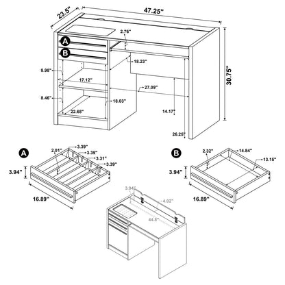 Halston Cappuccino Rectangular Connect-it Office Desk - 800702 - Bien Home Furniture &amp; Electronics