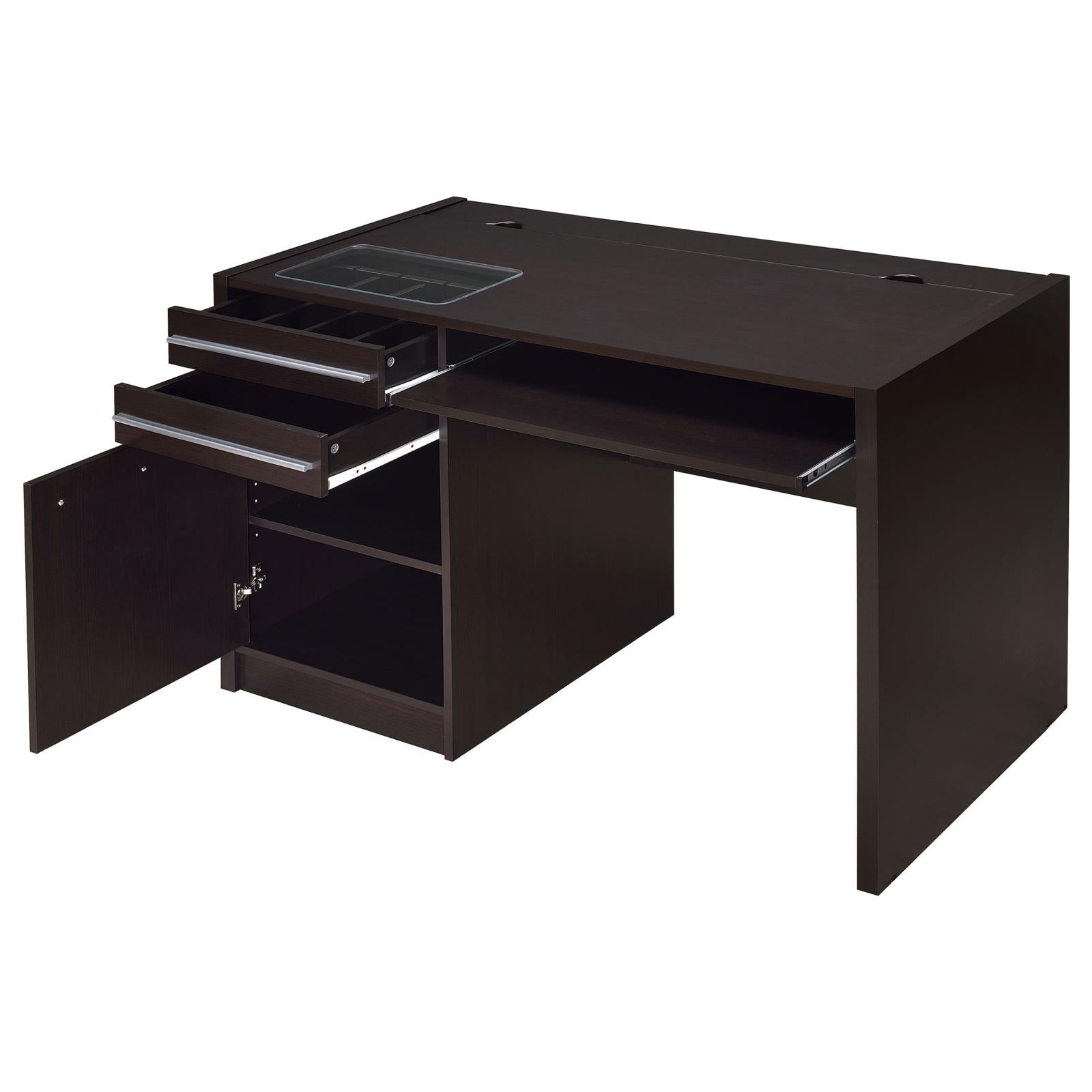 Halston Cappuccino Rectangular Connect-it Office Desk - 800702 - Bien Home Furniture &amp; Electronics