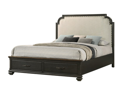 Hamilton Brownish Gray Queen Upholstered Storage Platform Bed - SET | B6560-Q-HB | B6560-Q-FBD | B6560-KQ-RAIL | - Bien Home Furniture &amp; Electronics