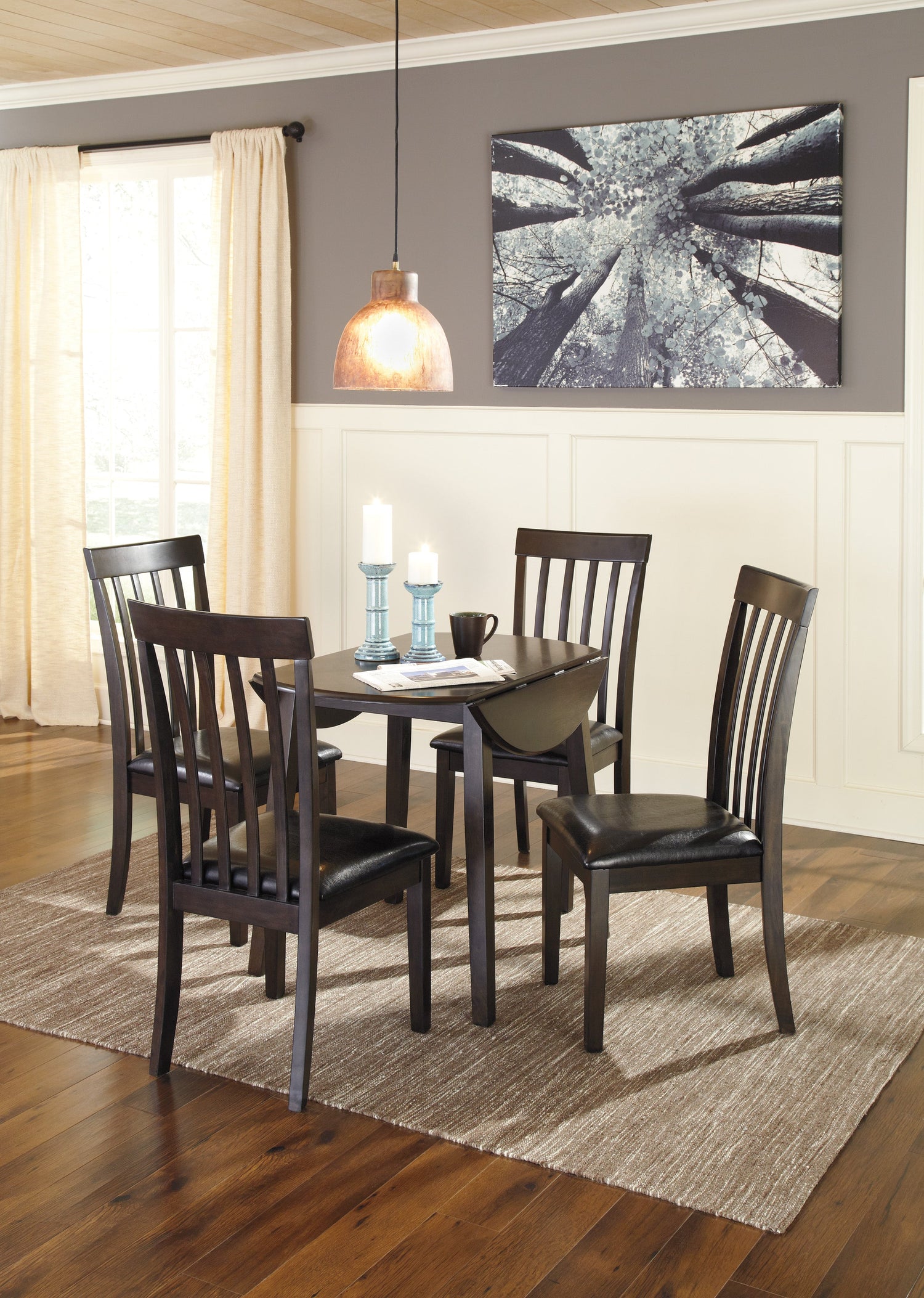 Hammis Dark Brown 5-Piece Drop Leaf Dining Set - SET | D310-15 | D310-01(2) - Bien Home Furniture &amp; Electronics