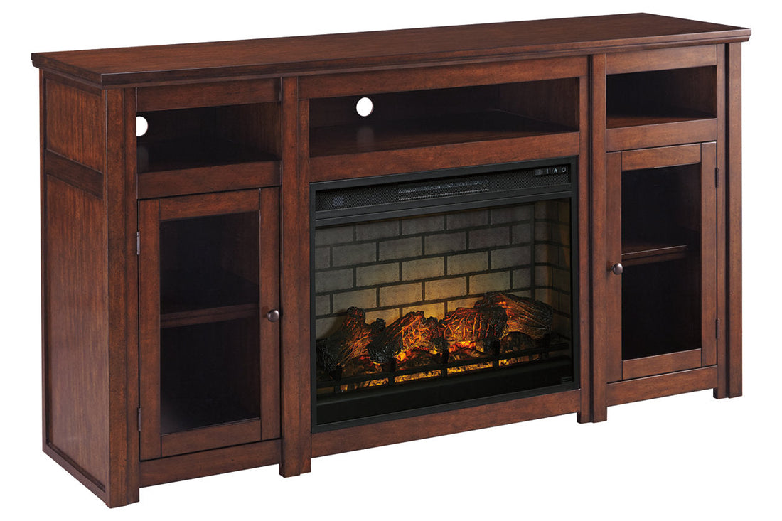 Harpan Reddish Brown 72&quot; TV Stand with Electric Fireplace - SET | W797-68 | W100-121 - Bien Home Furniture &amp; Electronics