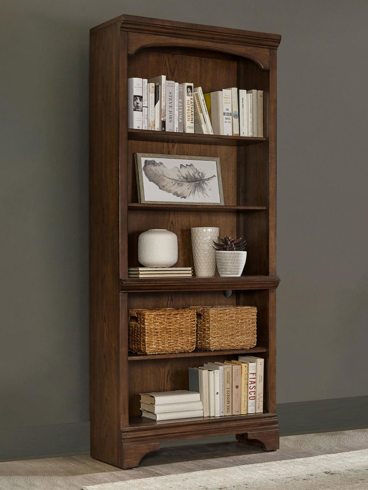 Hartshill Burnished Oak 5-Shelf Bookcase - 881285 - Bien Home Furniture &amp; Electronics