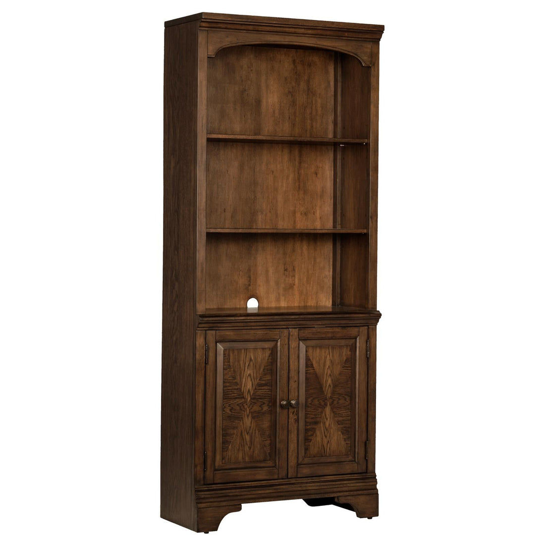 Hartshill Burnished Oak Bookcase with Cabinet - 881286 - Bien Home Furniture &amp; Electronics