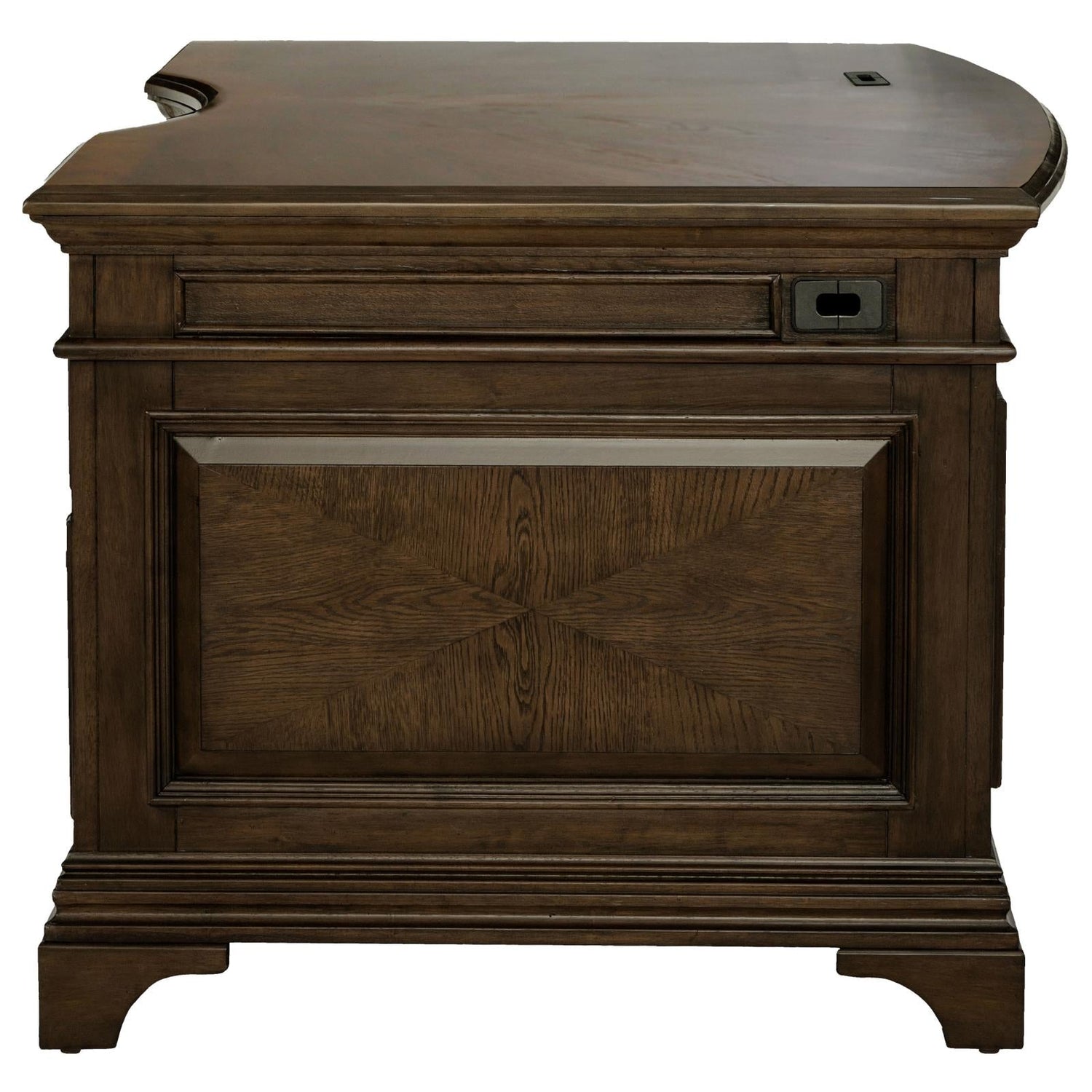 Hartshill Burnished Oak Executive Desk with File Cabinets - 881281 - Bien Home Furniture &amp; Electronics