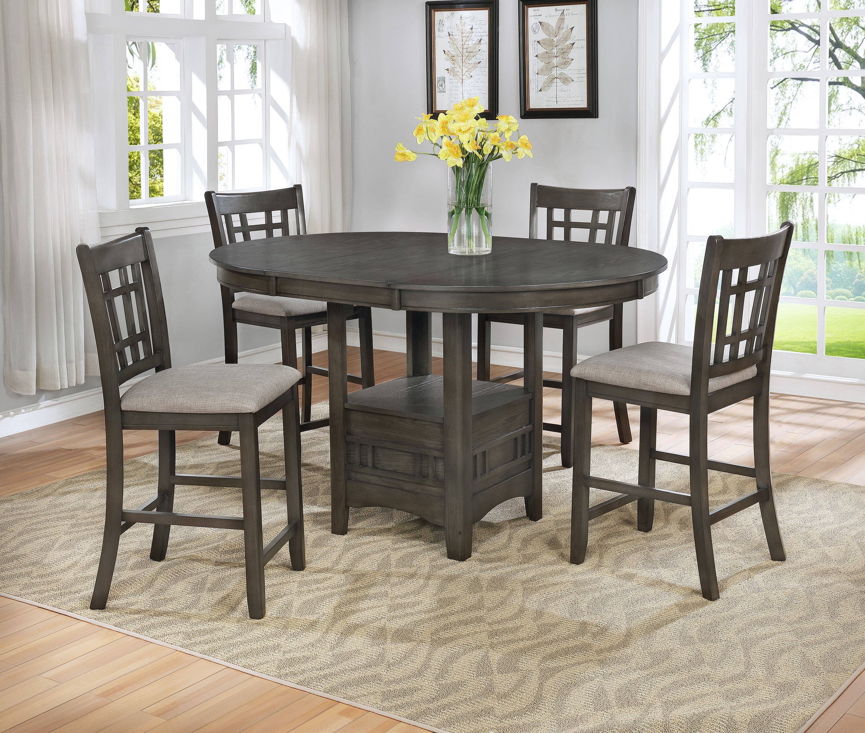 Hartwell Gray Counter Height Set - SET | 2795GY-T-4260 | 2795GY-S-24(2) - Bien Home Furniture &amp; Electronics