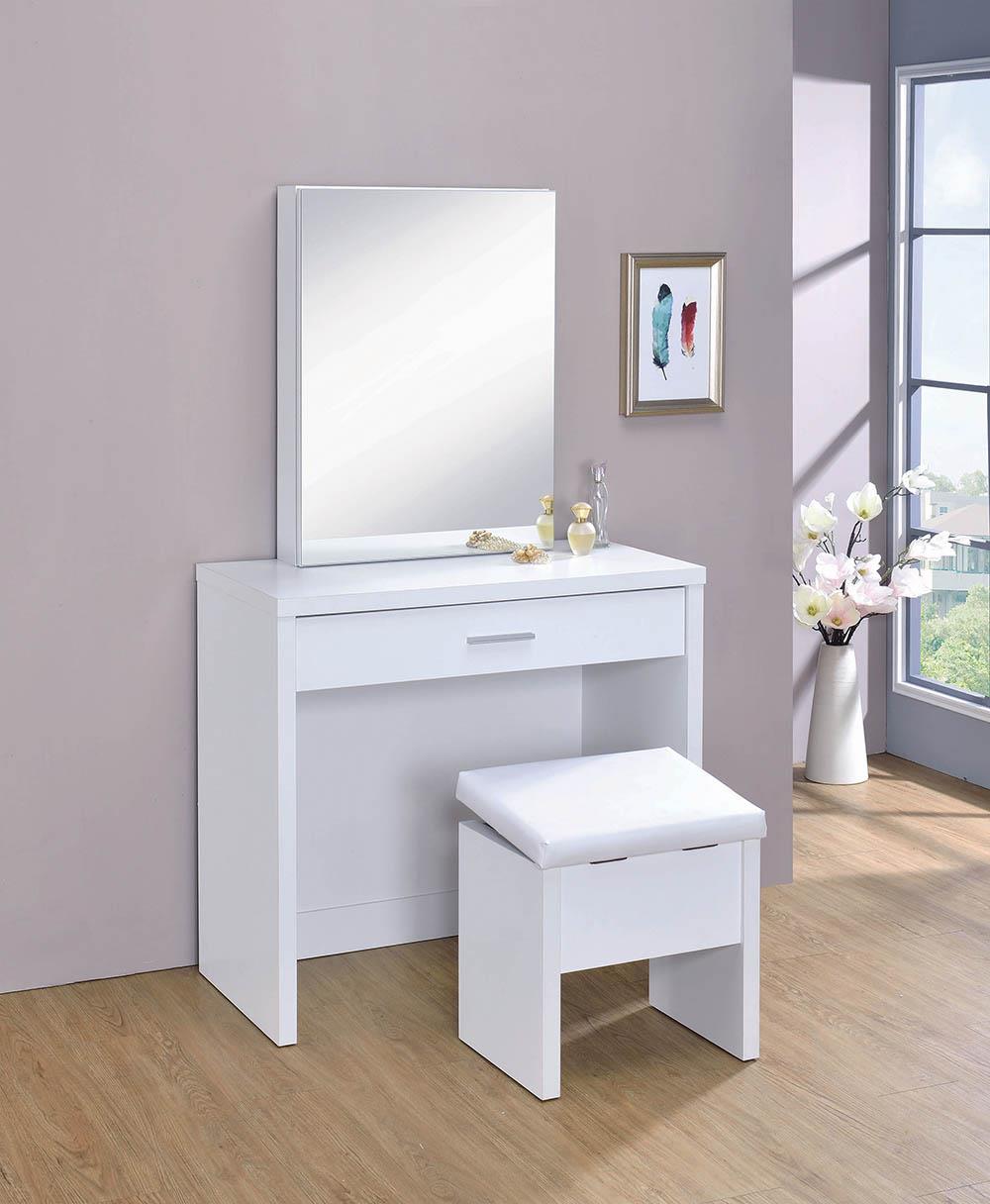Harvey 2-Piece Vanity Set with Lift-Top Stool White - 300290 - Bien Home Furniture &amp; Electronics