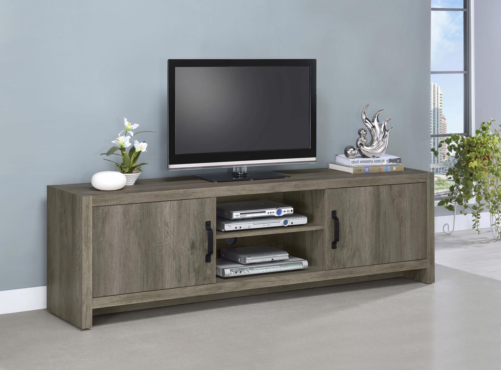 Hays 2-Door TV Console Gray Driftwood - 701025 - Bien Home Furniture &amp; Electronics