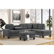 Heights Dark Gray Reverisble Sectional with Storage Ottoman - SET | SH3220DGY-3SC | SH3220DGY-4 - Bien Home Furniture & Electronics