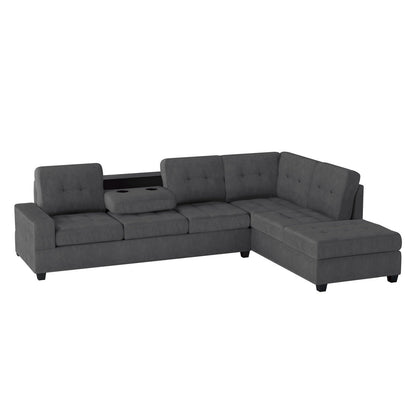 Heights Dark Gray Reverisble Sectional with Storage Ottoman - SET | SH3220DGY-3SC | SH3220DGY-4 - Bien Home Furniture &amp; Electronics