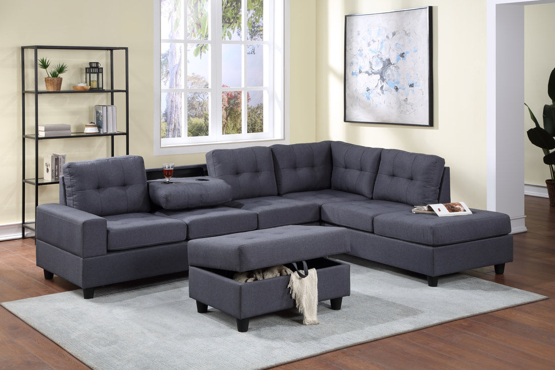 Heights Gray Reversible Sectional with Storage Ottoman - 32Heights - Bien Home Furniture &amp; Electronics