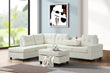 Heights Off-White Linen Reversible Sectional with Storage Ottoman - 33Heights - Bien Home Furniture & Electronics