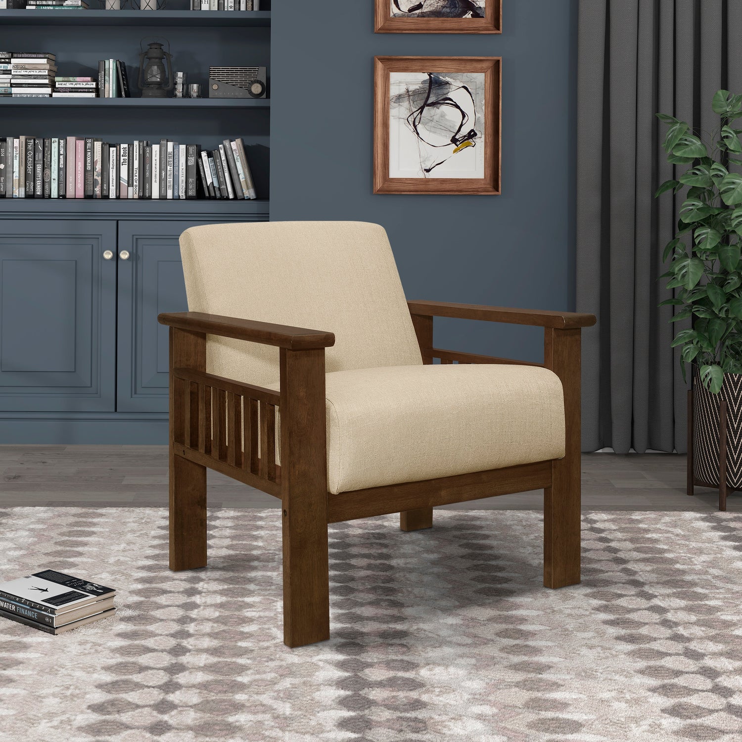 Helena Light Brown Accent Chair with Storage Arms - 1048BR-1 - Bien Home Furniture &amp; Electronics