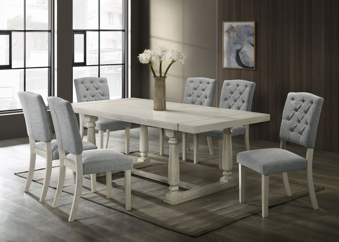 Henderson Antique White Dining Table + 6 Chair Set - Henderson Antique White - Bien Home Furniture &amp; Electronics