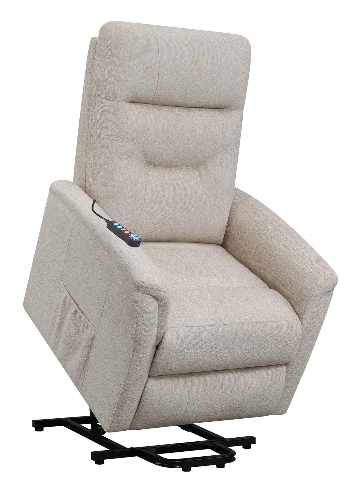 Henrietta Power Lift Recliner with Storage Pocket Beige - 609405P - Bien Home Furniture &amp; Electronics