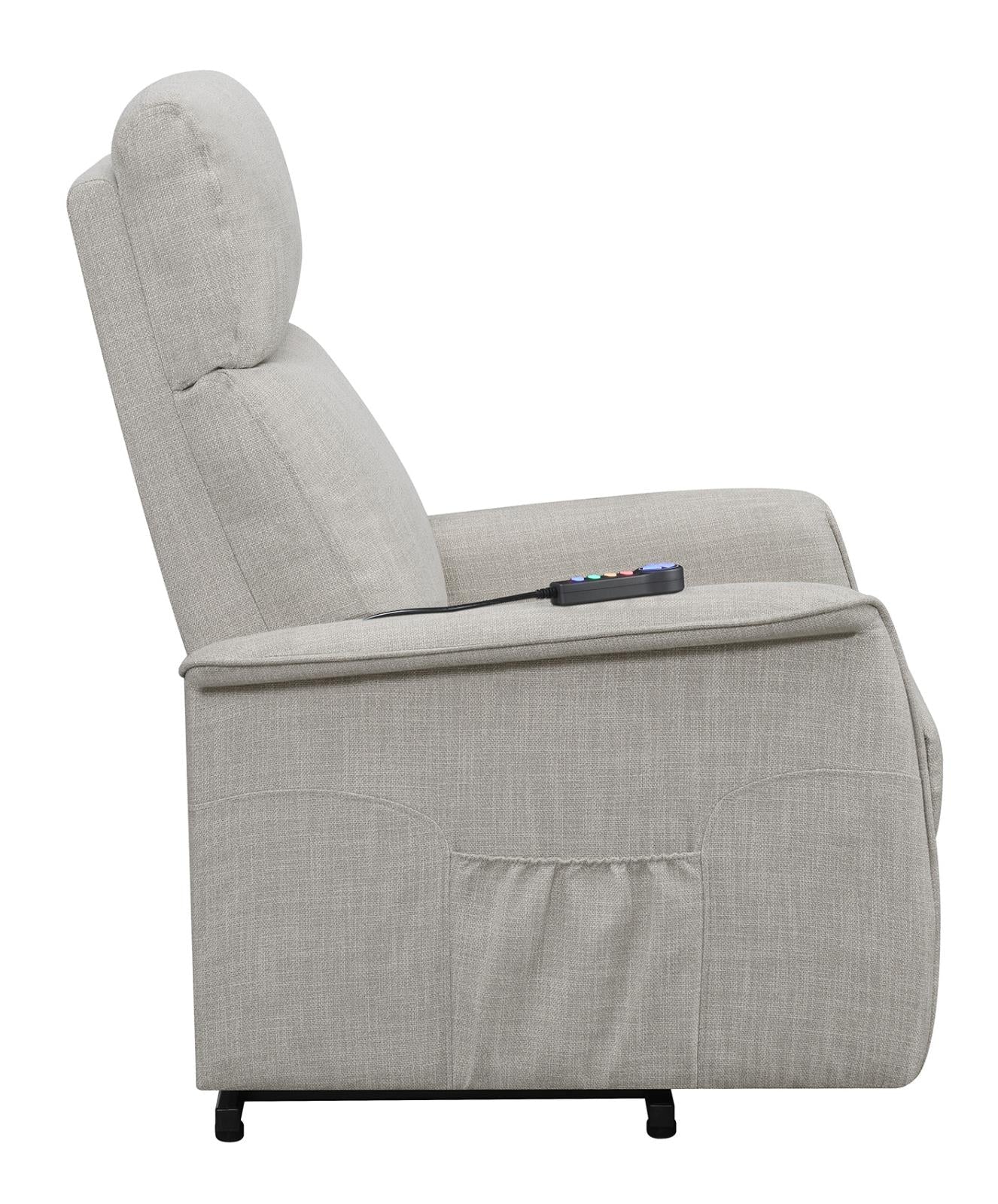 Herrera Power Lift Recliner with Wired Remote Beige - 609407P - Bien Home Furniture &amp; Electronics