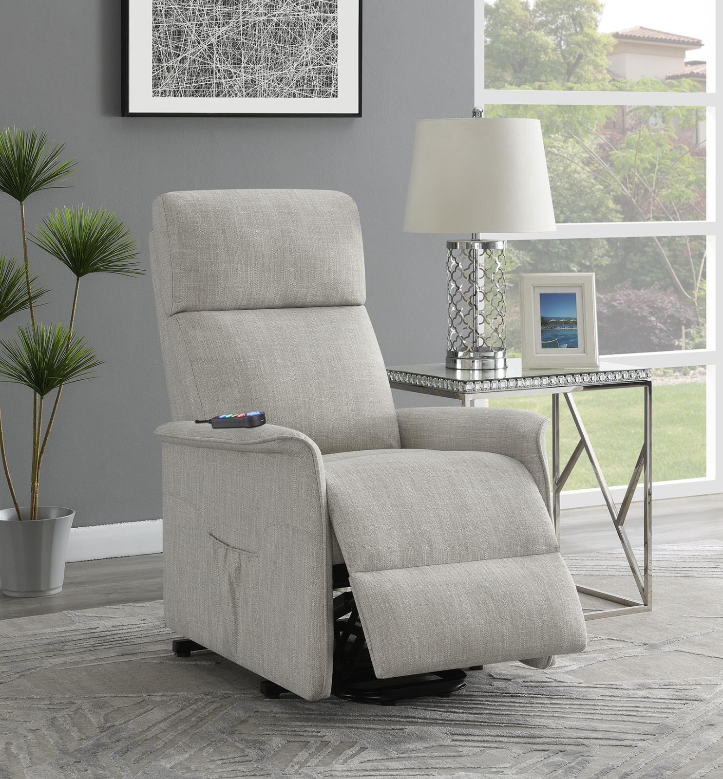 Herrera Power Lift Recliner with Wired Remote Beige - 609407P - Bien Home Furniture &amp; Electronics